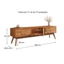 Ver imagem 3 de Rack para Sala TV 75 Polegadas Pés Madeira 3 Portas 180 cm Freijó Tivoli Idimex