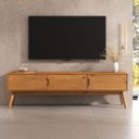Ver imagem 1 de Rack para Sala Tv 75 Polegadas Pés Madeira 3 Portas 180 Cm Freijó Tivoli