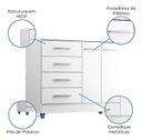 Ver imagem 5 de Cômoda Gisele com 4 Gavetas e 2 Portas para Quarto de Casal ou Infantil em MDP