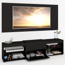 Ver imagem 5 de Rack com Painel para TV Até 60 Polegadas Roma 1 Porta 2 Prateleiras Preto - Panorama Móveis