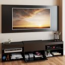 Ver imagem 2 de Rack com Painel para TV Até 60 Polegadas Roma 1 Porta 2 Prateleiras Preto - Panorama Móveis