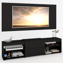 Ver imagem 3 de Rack com Painel para TV Até 60 Polegadas Roma 1 Porta 2 Prateleiras Preto - Panorama Móveis