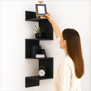 Ver imagem 1 de Nicho Prateleira de Canto Parede Suspensa Guardar Livro Objeto Decoração Mdf Preto