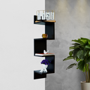 Ver imagem 4 de Nicho Prateleira de Canto Parede Suspensa Guardar Livro Objeto Decoração Mdf Preto
