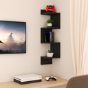 Ver imagem 3 de Nicho Prateleira de Canto Parede Suspensa Guardar Livro Objeto Decoração Mdf Preto