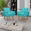 Ver imagem 1 de Kit 02 Poltronas Decorativas Opala Lux Sala Recepeção Azul Turqueza - Visan Estofados