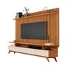 Conjunto Painel Ripado e Rack Eslôvenia Nature Off White - 4