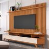 Conjunto Painel Ripado e Rack Eslôvenia Nature Off White - 1