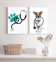 Ver imagem 1 de Kit 2 Quadros Decorativos Clinica Veterinária 24x18cm:madeira Branca