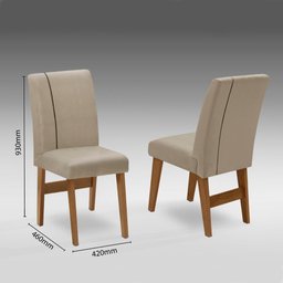 Conjunto Mesa 0,90m Off White 4 Cadeiras Pádua Cedro / Areia - 14