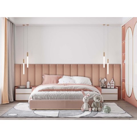 Kit 12 Placas Cabeceira Estofada para Cama Box - Módulo 20 Cm X 60 Cm:rosa