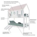 Ver imagem 4 de Beliche Casinha Bela com Coração Kit Escada/escorregador - Madeira Maciça Branco/rosa/verde |