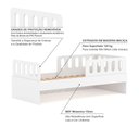 Ver imagem 5 de Cama Solteiro com 02 Grades e Cabeceira Anatômica Branco Removíveis Branco Housin