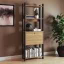 Ver imagem 4 de Estante para Escritório/Home Office 63x178cm 5 Prateleiras Mel/Preto BE24