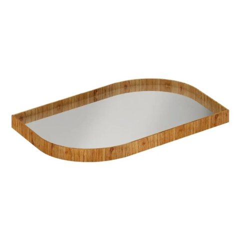 Bandeja Espelhada Orgânica Folha Laminado 50 x 30 Cinamomo
