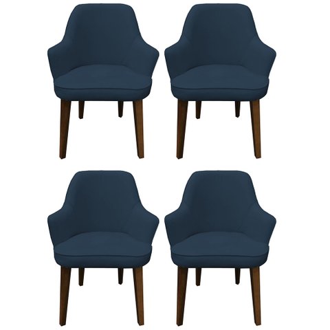 Kit 4 Cadeiras Decorativa Lara Suede Azul Royal - Dominic Decor