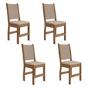 Ver imagem 1 de Kit 4 Cadeiras de Jantar Clara MDF Courino Bege Base Carvalho Pallazio