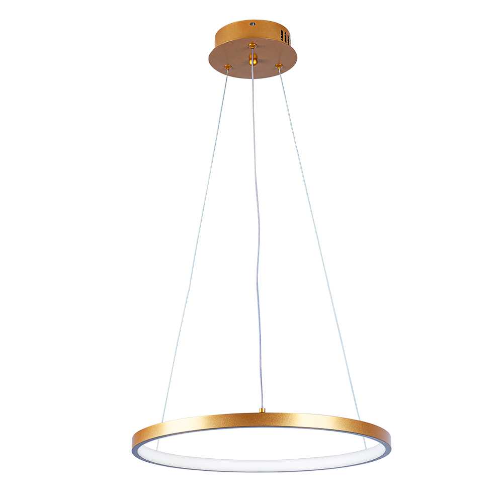 Lustre Led Moderno Luxuoso 1 Anel Ring 40cm 18w 6500k:dourado- Luz Branca Fria 6500k