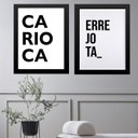 Ver imagem 1 de Kit 2 Quadros Rio de Janeiro - Carioca Errejota 24x18cm:moldura Preta