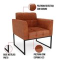 Ver imagem 5 de Kit 1 Sofá Namoradeira e 2 Poltronas Elisa Corano Nozes Base Metálica Industrial Preto - D'Rossi