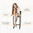 Ver imagem 4 de Kit 6 Bancos Quadrado Junco Argila para Bancada Alta Cozinha Área Gourmet Bistrô Piscina Bar