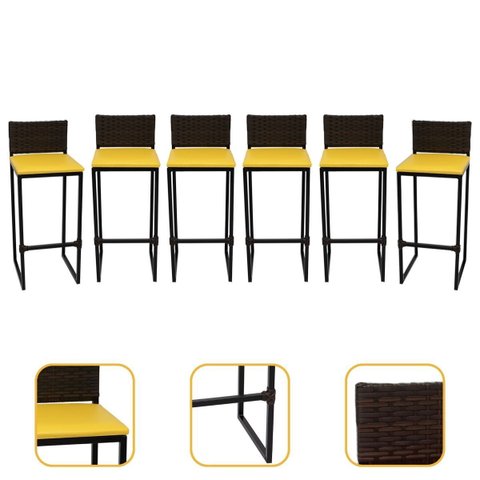 Kit 6 Bancos Quadrado Junco Argila para Bancada Alta Cozinha Área Gourmet Bistrô Piscina Bar