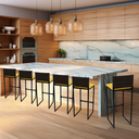 Ver imagem 6 de Kit 6 Bancos Quadrado Junco Argila para Bancada Alta Cozinha Área Gourmet Bistrô Piscina Bar