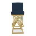 Ver imagem 1 de Banqueta Alta Área Gourmet Cozinha Restaurante Bar Base de Metal Dourado Suede Azul Marinho Eli Móve