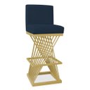Ver imagem 2 de Banqueta Alta Área Gourmet Cozinha Restaurante Bar Base de Metal Dourado Suede Azul Marinho Eli Móve