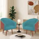 Ver imagem 1 de Kit 2 Poltronas Jade Decorativa Moderna Sala de Estar Quarto Escritório Conforto Pés Palito Corano N