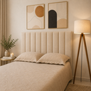 Ver imagem 2 de Kit 9 Cabeceiras Estofadas Autocolante para Cama de Casal Painel Modular Decorativo - 90x144cm