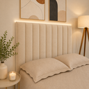 Ver imagem 1 de Kit 9 Cabeceiras Estofadas Autocolante para Cama de Casal Painel Modular Decorativo - 90x144cm