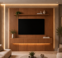 Ver imagem 1 de Painel Ripado Completo com Rack Luxor - Belaris Móveis:Naturalle