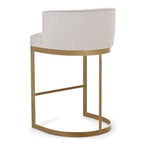 Conjunto 2 Banquetas Decorativa Alta Base Metal Cromo Dourado em Veludo - Cinza claro Veludo