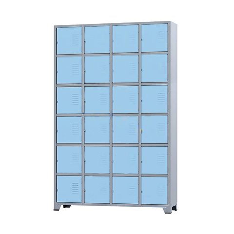 Armário Roupeiro De Aço 24 Portas Para Vestiário Academia Locker Azul Claro