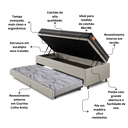 Ver imagem 5 de Bicama Box Baú Solteiro Courino Linho Areia 88x188 com Colchão Bogotá Molas Ultralastic Inducol