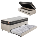 Ver imagem 1 de Bicama Box Baú Solteiro Courino Linho Areia 88x188 com Colchão Bogotá Molas Ultralastic Inducol