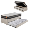 Bicama Box Baú Solteiro Courino Linho Areia 88x188 com Colchão Bogotá Molas Ultralastic Inducol - 1