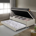 Ver imagem 3 de Bicama Box Baú Solteiro Courino Linho Areia 88x188 com Colchão Bogotá Molas Ultralastic Inducol