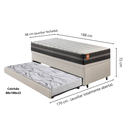 Ver imagem 2 de Bicama Box Baú Solteiro Courino Linho Areia 88x188 com Colchão Bogotá Molas Ultralastic Inducol