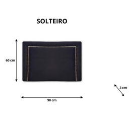Cabeceira Solteiro Reta Luxo Estofada Com Tachas - Veludo Preto - 2