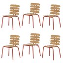 Ver imagem 1 de Kit 6 Cadeiras Base Tubular Fixa Reno Vermelho/Nature