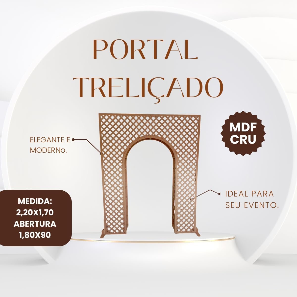 Portal Treliçado Desmontável para Decoração Festas em Mdf Cru Ideal para Eventos - 3