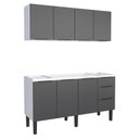 Ver imagem 1 de Cozinha Completa Gabinete Para Pia 160cm e Armário Aéreo Jupter Cozimax Preto