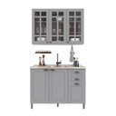 Ver imagem 2 de Cozinha Compacta Bariloche 6 Portas 2 Gavetas 3 Prateleiras com Vidro 100% MDF Titânio Fosco - Indék