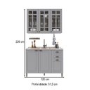 Ver imagem 4 de Cozinha Compacta Bariloche 6 Portas 2 Gavetas 3 Prateleiras com Vidro 100% MDF Titânio Fosco - Indék