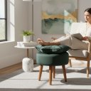 Ver imagem 5 de Puff Decorativo para Sala de Estar Pétala - Élpis Móveis - Veludo Verde