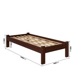 Cama Solteiro Turca New Madeira Maciça Cor Castanho - 2