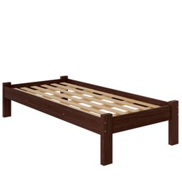 Cama Solteiro Turca New Madeira Maciça Cor Castanho - 1