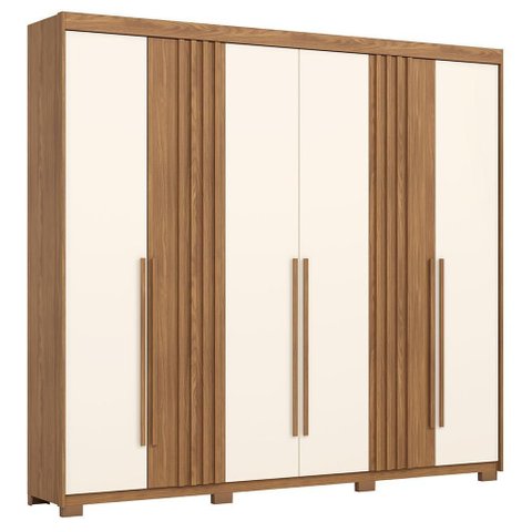 Guarda Roupa Casal 6 Portas Norton Nature/off White - Móveis Henn